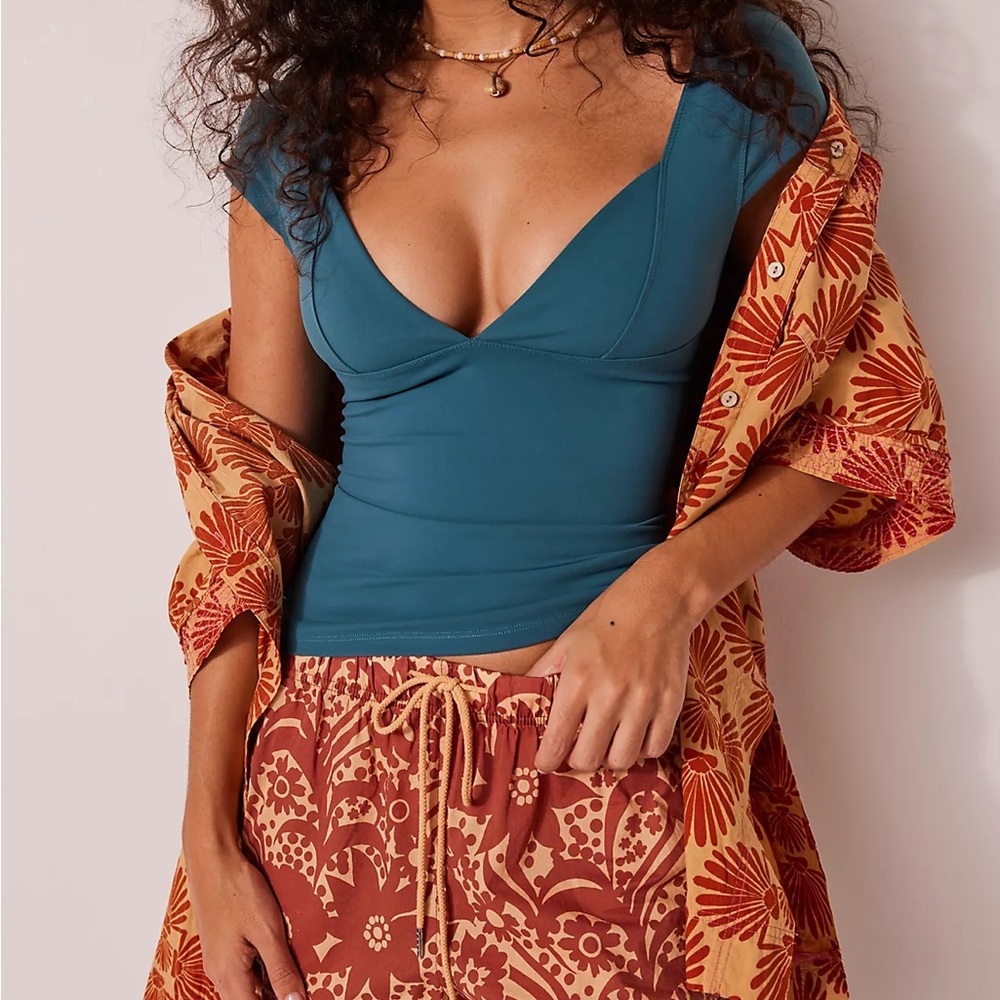 Free People Women’s Teal Duo Corset Cami